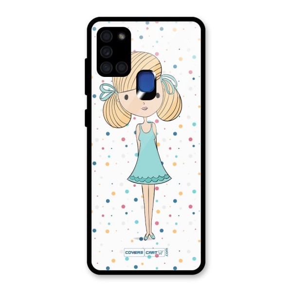 Cute Girl Glass Back Case for Galaxy A21s