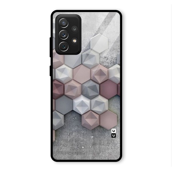 Cute Hexagonal Pattern Glass Back Case for Galaxy A72