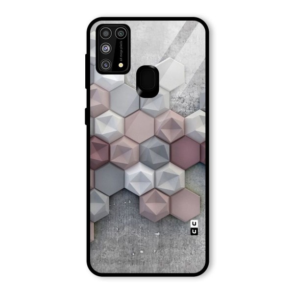 Cute Hexagonal Pattern Glass Back Case for Galaxy F41