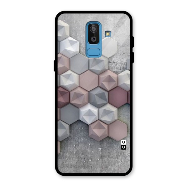 Cute Hexagonal Pattern Glass Back Case for Galaxy J8