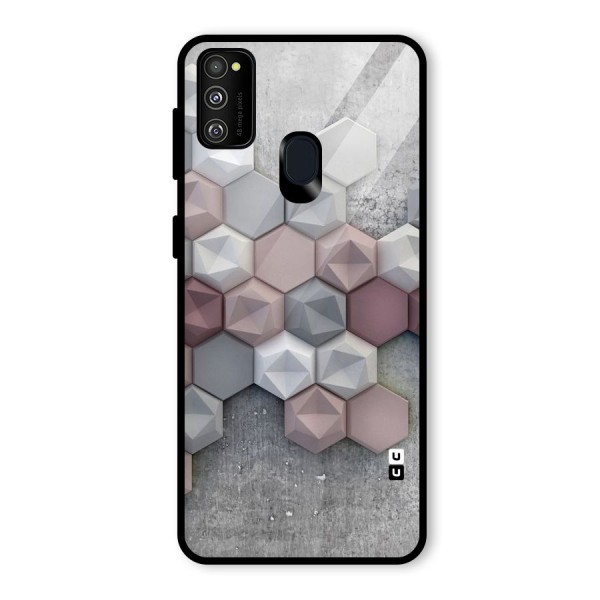 Cute Hexagonal Pattern Glass Back Case for Galaxy M21