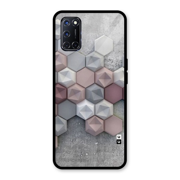 Cute Hexagonal Pattern Glass Back Case for Oppo A52