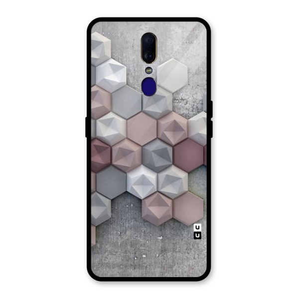 Cute Hexagonal Pattern Glass Back Case for Oppo F11