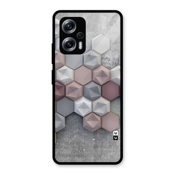 Cute Hexagonal Pattern Glass Back Case for Redmi K50i