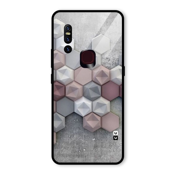 Cute Hexagonal Pattern Glass Back Case for Vivo V15