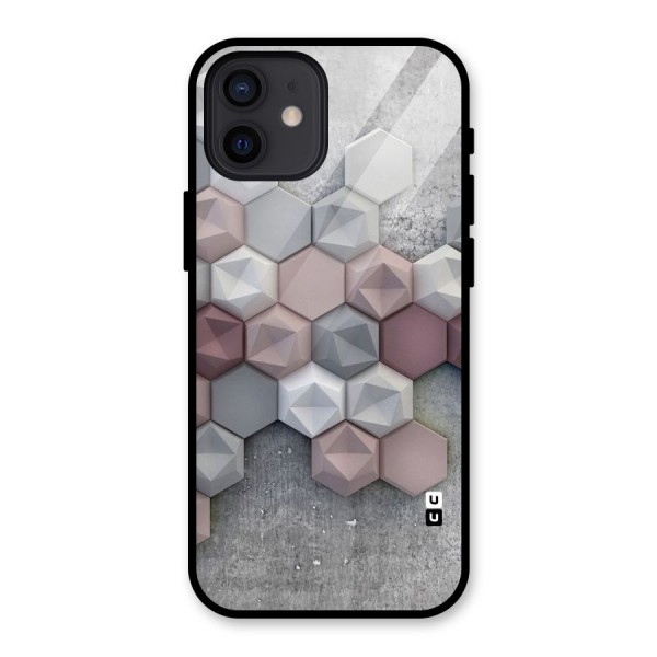 Cute Hexagonal Pattern Glass Back Case for iPhone 12