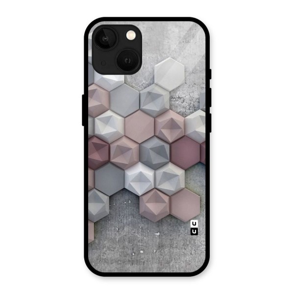 Cute Hexagonal Pattern Glass Back Case for iPhone 13