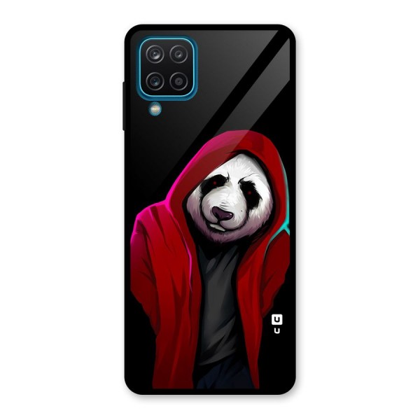 Cute Hoodie Panda Glass Back Case for Galaxy A12