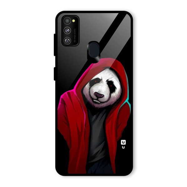 Cute Hoodie Panda Glass Back Case for Galaxy M21