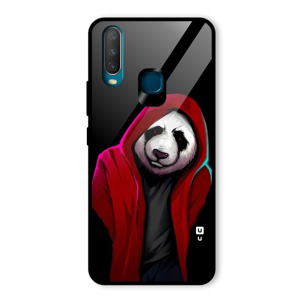 Cute Hoodie Panda Glass Back Case for Vivo Y12