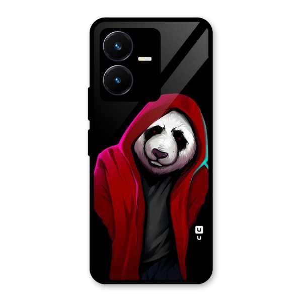 Cute Hoodie Panda Glass Back Case for Vivo Y22