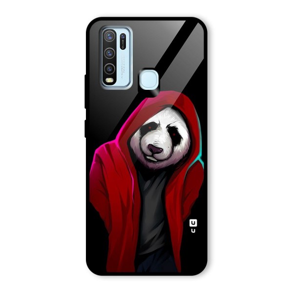 Cute Hoodie Panda Glass Back Case for Vivo Y30