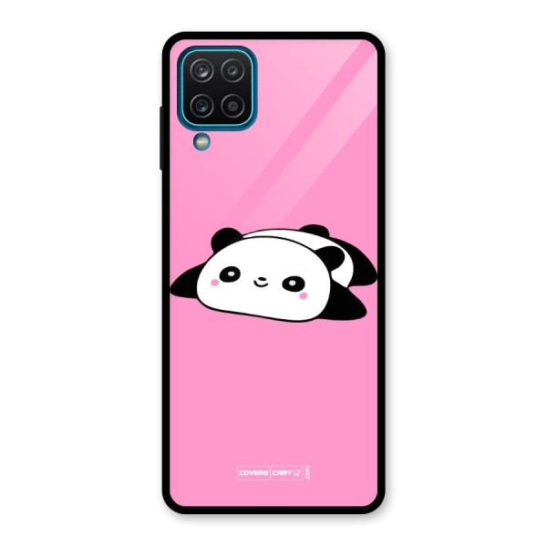 Cute Lazy Panda Glass Back Case for Galaxy A12