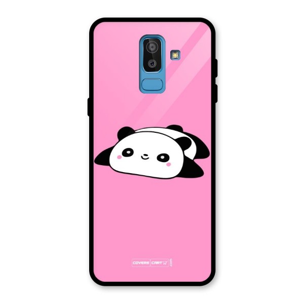 Cute Lazy Panda Glass Back Case for Galaxy J8