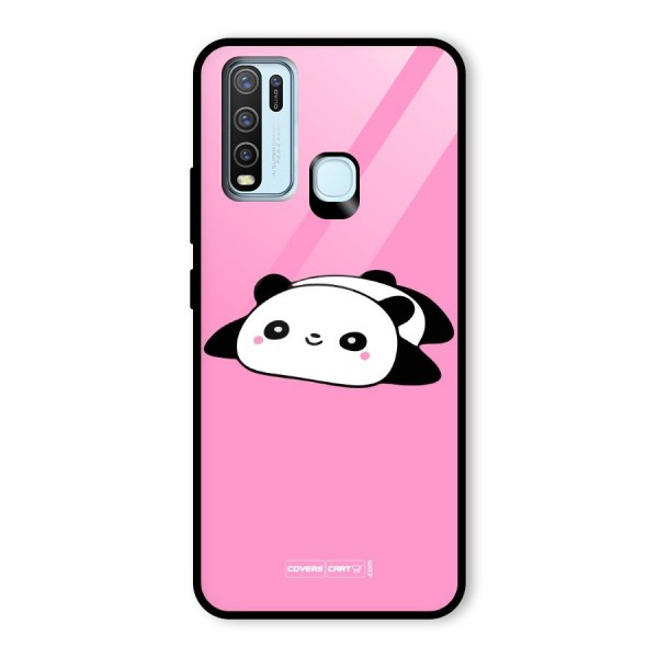 Cute Lazy Panda Glass Back Case for Vivo Y30