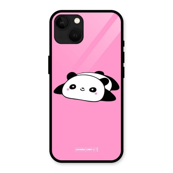 Cute Lazy Panda Glass Back Case for iPhone 13