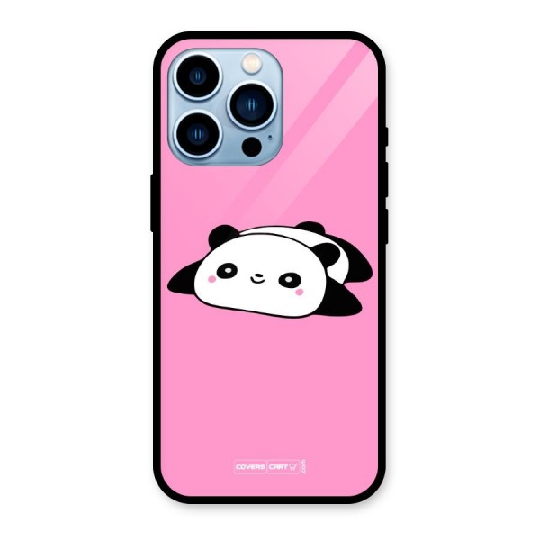 Cute Lazy Panda Glass Back Case for iPhone 13 Pro