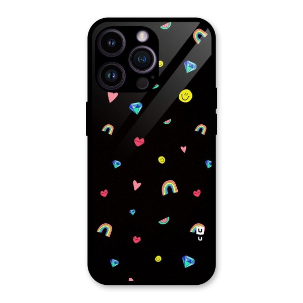Cute Multicolor Shapes Glass Back Case for iPhone 14 Pro Max