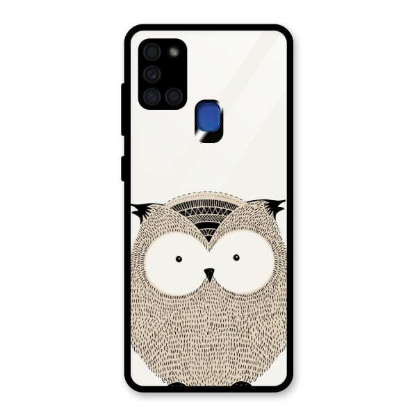 Cute Owl Glass Back Case for Galaxy A21s