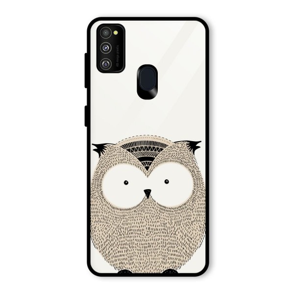 Cute Owl Glass Back Case for Galaxy M21