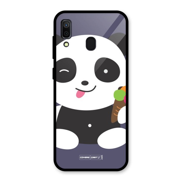 Cute Panda Blue Glass Back Case for Galaxy A30