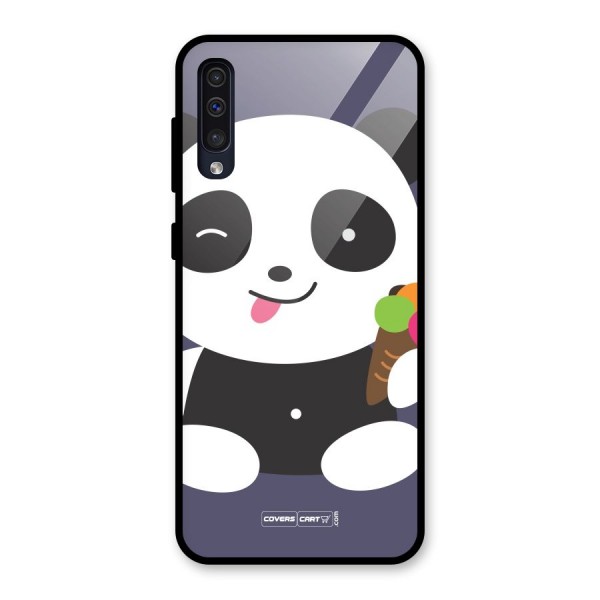 Cute Panda Blue Glass Back Case for Galaxy A50s