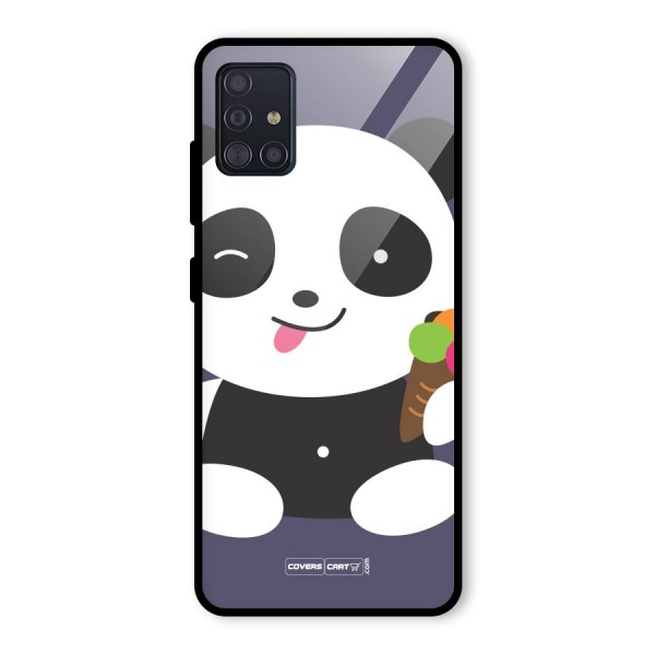 Cute Panda Blue Glass Back Case for Galaxy A51