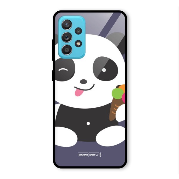 Cute Panda Blue Glass Back Case for Galaxy A52