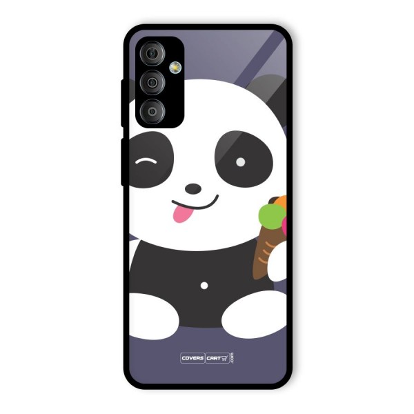 Cute Panda Blue Glass Back Case for Galaxy F23