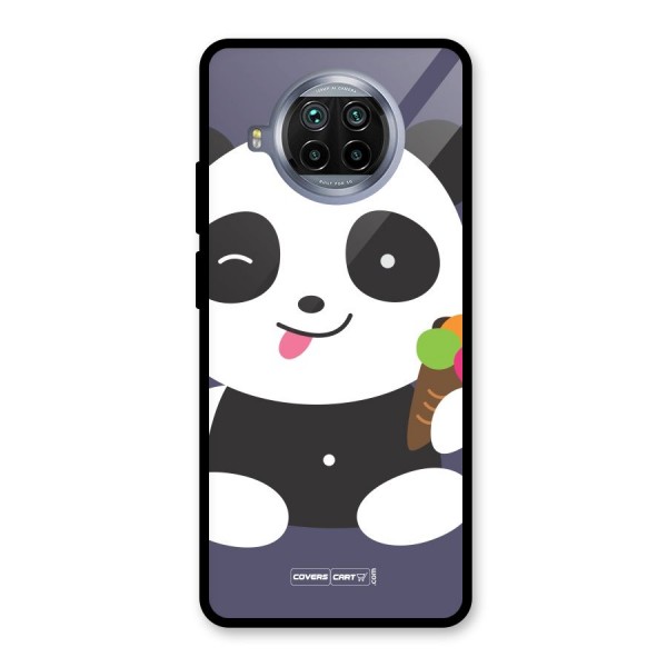 Cute Panda Blue Glass Back Case for Mi 10i