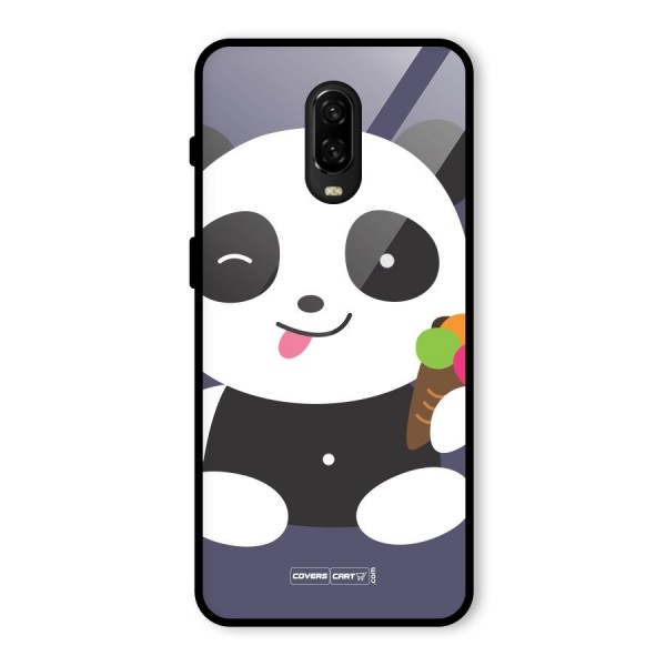 Cute Panda Blue Glass Back Case for OnePlus 6T