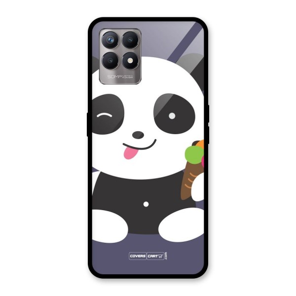 Cute Panda Blue Glass Back Case for Realme 8i