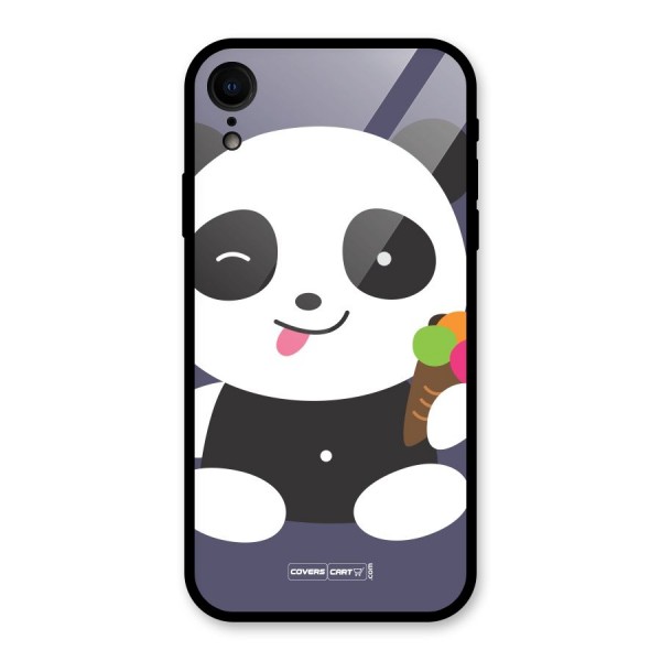 Cute Panda Blue Glass Back Case for XR