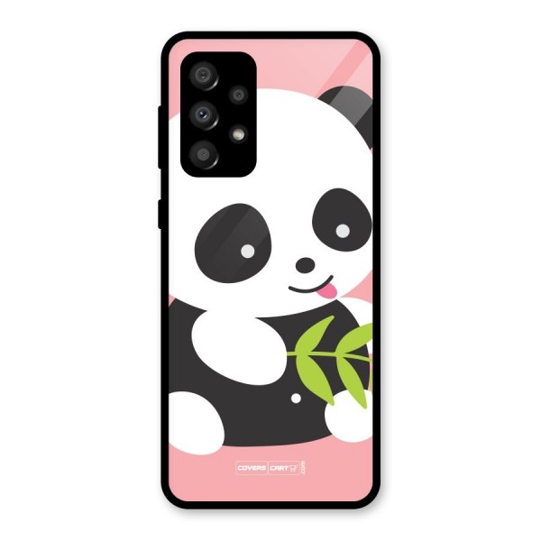 Cute Panda Pink Glass Back Case for Galaxy A32