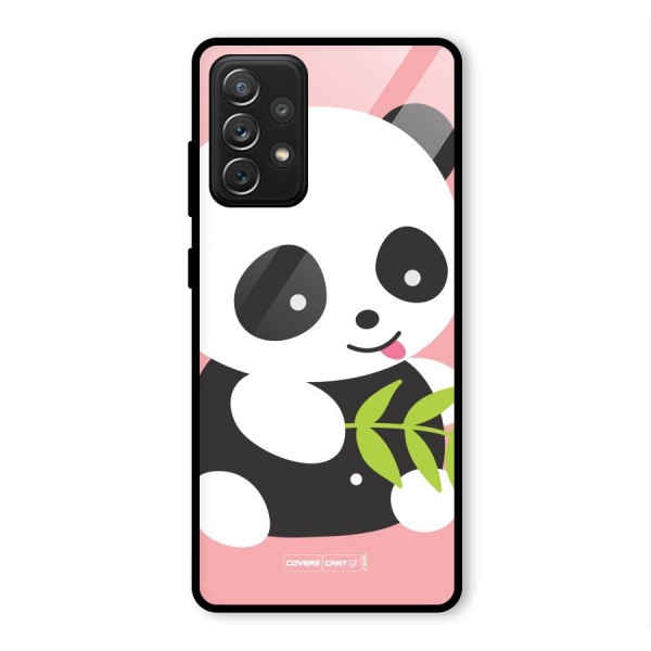 Cute Panda Pink Glass Back Case for Galaxy A72