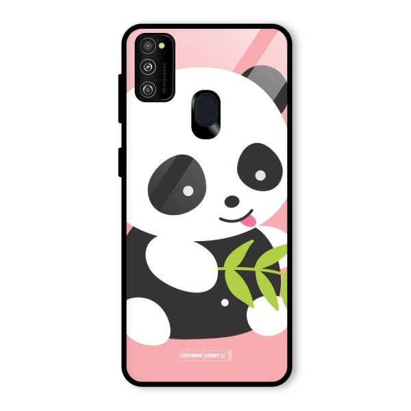 Cute Panda Pink Glass Back Case for Galaxy M21