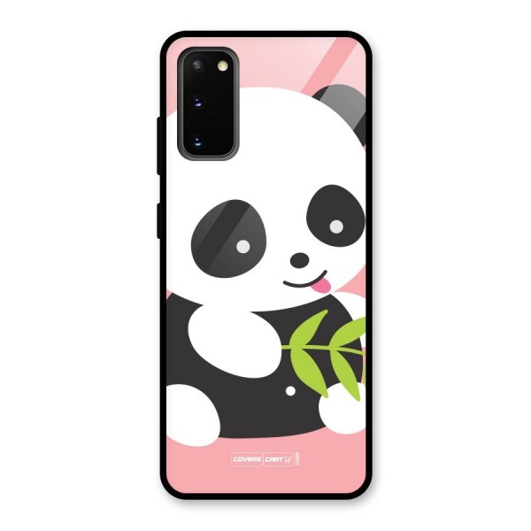 Cute Panda Pink Glass Back Case for Galaxy S20