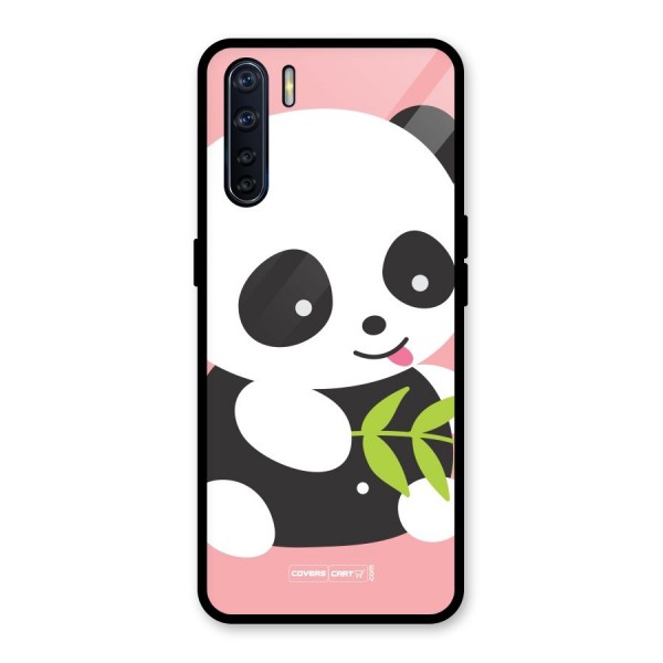 Cute Panda Pink Glass Back Case for Oppo F15