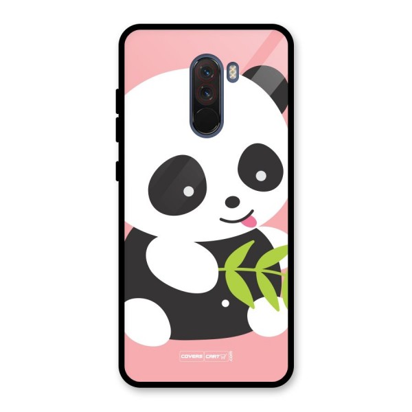 Cute Panda Pink Glass Back Case for Poco F1