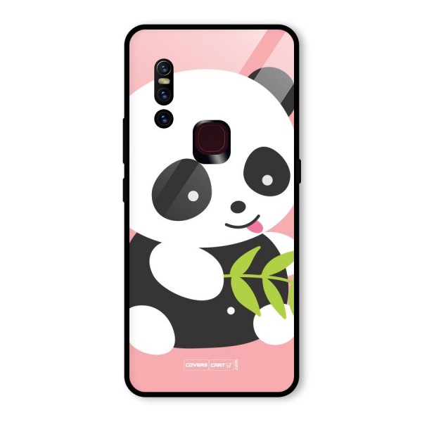 Cute Panda Pink Glass Back Case for Vivo V15