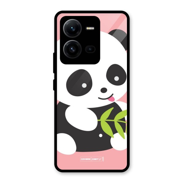 Cute Panda Pink Glass Back Case for Vivo V25