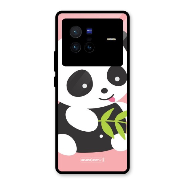 Cute Panda Pink Glass Back Case for Vivo X80