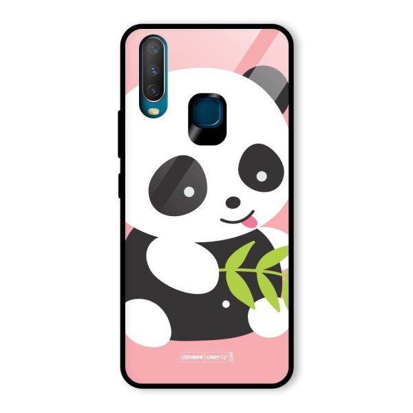 Cute Panda Pink Glass Back Case for Vivo Y12