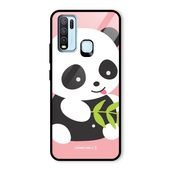 Cute Panda Pink Glass Back Case for Vivo Y30