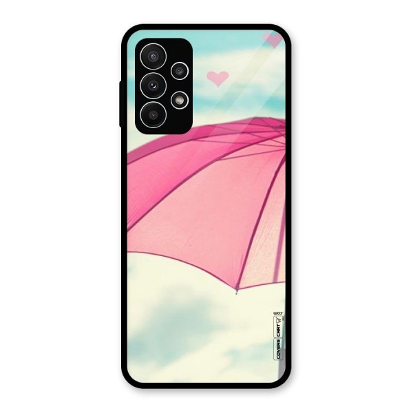 Cute Pink Umbrella Glass Back Case for Galaxy A23