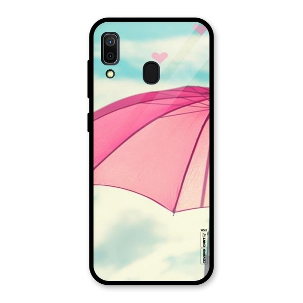 Cute Pink Umbrella Glass Back Case for Galaxy A30