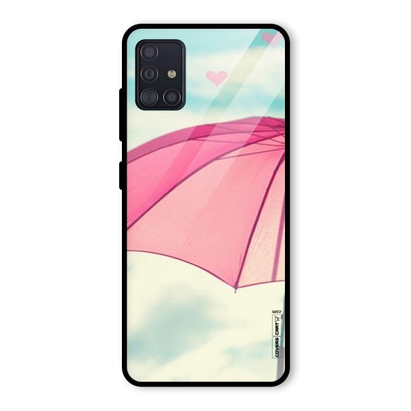 Cute Pink Umbrella Glass Back Case for Galaxy A51