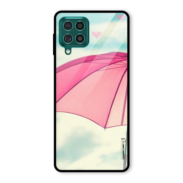 Cute Pink Umbrella Glass Back Case for Galaxy F62