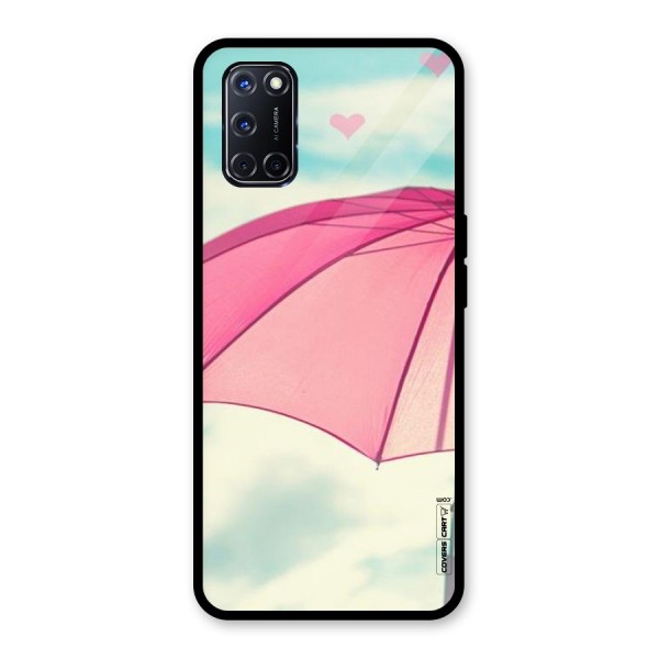 Cute Pink Umbrella Glass Back Case for Oppo A52