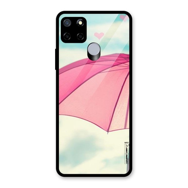 Cute Pink Umbrella Glass Back Case for Realme C15